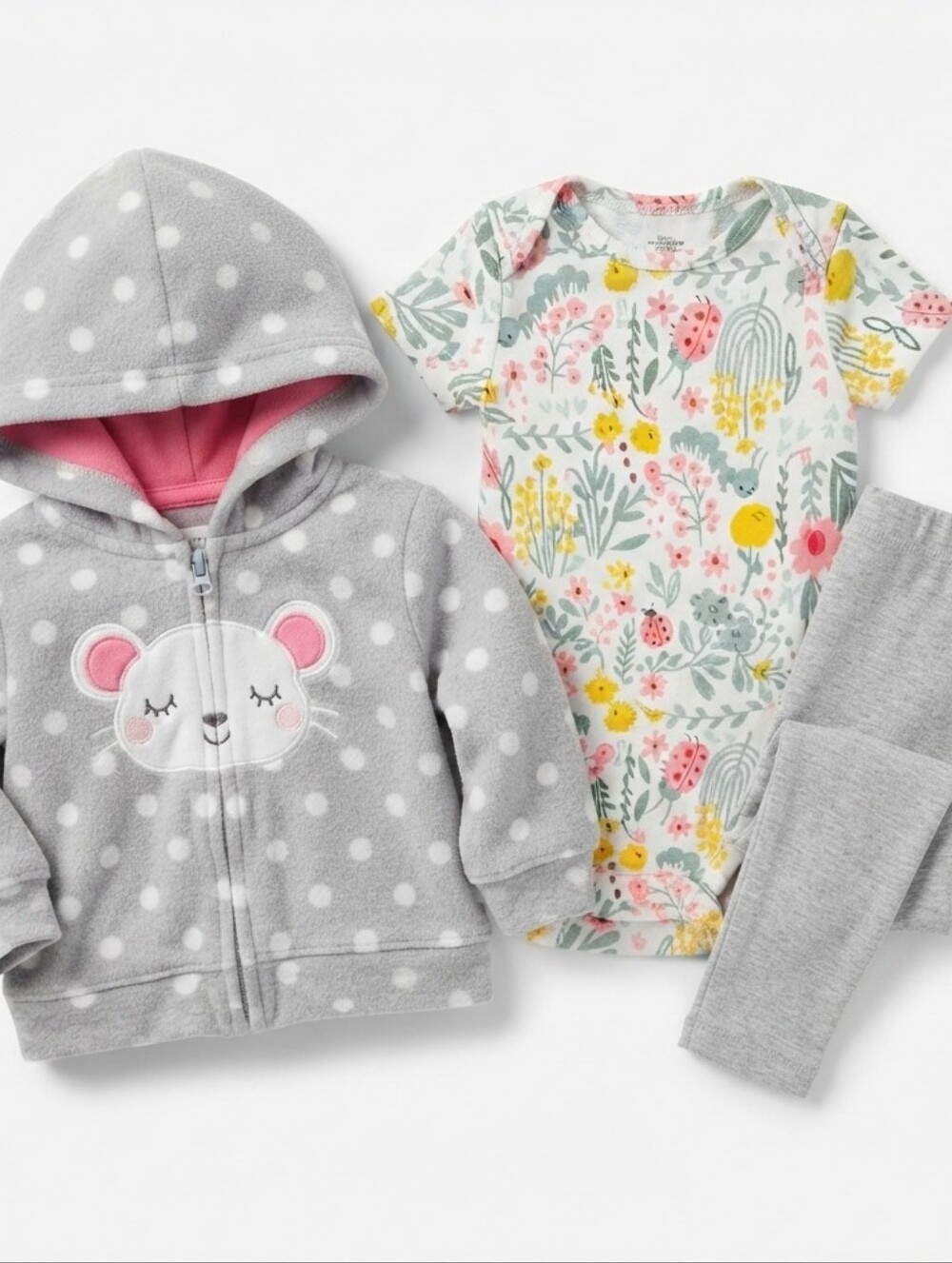 Carter's 3M Gray and White Polka Dot Hoodie Set